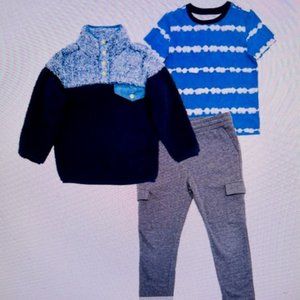 NWT Andy & Evan 3 Piece Sherpa Set Blue and Grey Size 5